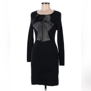 Gianni Bini | Black Long Sleeve Cotton Sheath Dress w/ Embelishments Size M